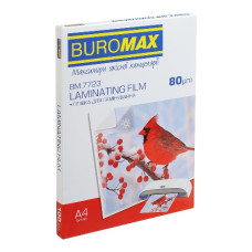 плівка для ламінування Buromax А4/ 80мкр. 216х303мм. 100шт.  ВМ.7723  (10)