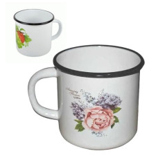 кухоль емальований 1л. з однією полою ручкою (різні малюнки)  0107/2