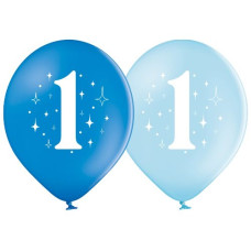 кульки повітряні Польща з мал. "Цифра 1" для хлопчика 12"/30см. (ціна за упак. - 25шт.)  3103-1280