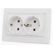 розетка внутрішня Lezard Mira подвійна, із заземленням, біла  701-0202-127В