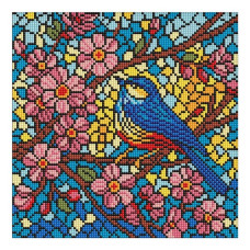 алмазна мозаїка Ідейка 30х30см. "Вітраж. Синиця"  АМО8326