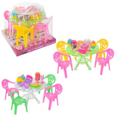 меблі столові стіл, 4 стільці, посуд, продукти, аксесуари, в слюді 14х14х101см.  А8-694  (72/144)