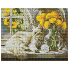 алмазна мозаїка Ідейка 40х50см. "Муркотливе сонце"  АМО20469