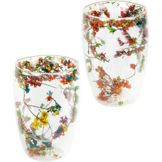 склянка з подвійним дном 450мл. з квітами  186-6/450ML-B/118166  (1/80)