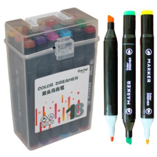 набір скетч маркерів "Color Dreamer" 18кол., чорний корпус, двостор., в пл. боксі  KL225-18  (48)