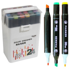 набір скетч маркерів "Color Dreamer" 24кол., чорний корпус, двостор., в пл. боксі  KL225-24  (40)