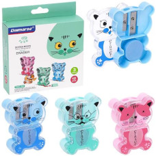 чинка Daimarse з контейнером подвійна + гумка  DMS-086/111958  (12/720)