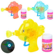 пістолет з мильними бульбашками рибка 14см., світло, на бат., в кул. 17,5х19х4см.  4837  (100)