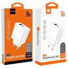 зарядний пристрій PD 30W PD USB-C + USB QC3.0 18W  WUW-C208