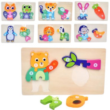 дерев`яна іграшка пазли тварини 7 дет. в кул. 22х12,5х1,5см.  MD 0863  (50)