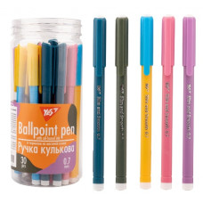 ручка YES "Slim and Smooth" кульк. масл. синя 0,7мм.  412215  (30/600/2400)