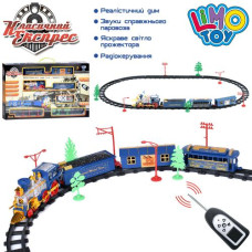 залізниця р/к, паровоз 19см., 3 вагони, муз., світло, на бат. в кор. 53х32х7см.  0620/40351  (24)