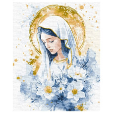 картина за номер. Ідейка 40х50см. "Небесна Марія" з фарбами металік  КНО2572