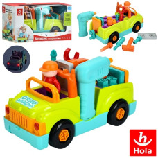 конструктор машинка 30см., муз., світло, фігурка, інструменти, на бат. в кор. 32х17х14см.  6109 (24)