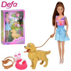 лялька DEFA 29см. з собачкою 13см., рухлива, аксесуари, в кор. 22х32х6см.  8802  (16)
