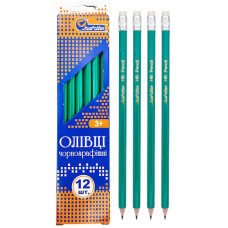 олівець чорнографітний J.Otten 655 гнучкий зел. з гумкою (НВ)  (12/144/2880)