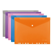 тека Economix E31325 конверт на кнопці з перфорацією пласт. А4, фактура "помаранч"  (12/120)