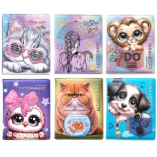 щоденник Мандарин обкл. шкірзам з друком зображення + пласт.нашивка + гліттер 16,8х21,3см. (30/60)