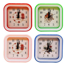 будильник пл. прямокутний 10,2х10,3см., циферблат з візерунком  635Н  (100)