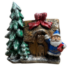 фігура гіпсова новорічна "Санта біля будиночка"  6045