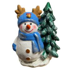 фігура гіпсова новорічна "Сніговик з ялинкою"  6005