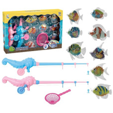 риболовля 2 вудки, 8 рибок, сачок, кор. 39,5х7х25см.  1152  (18/36)