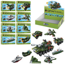 конструктор військова техніка, від 38 дет. в кор., 8шт. в диспл. 26,5х9х19,5см.  1803  (128)