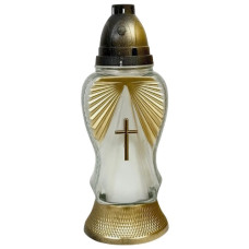 свічка лампадка скляна (48 годин) Золото хрест  48-04  (8)