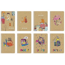 блокнот А6 80арк. на спіралі, крафт, ВД-лак, крем. блок, кліт. "Student"  A6-SC-060-6118К (144)