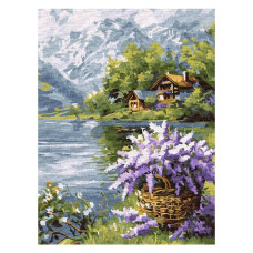 картина за номер. Ідейка 30х40см. "Бузковий кошик"  КНО6357