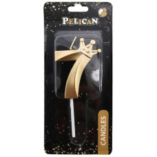 свічка для торту Pelican 3D з короною 6см. золото цифра "7"  863107  (12)