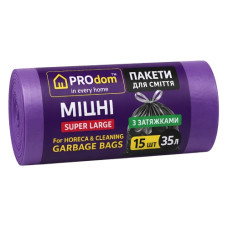 пакети для сміття Prodom  35л./15шт. із зав`язками міцні  25202  (40)
