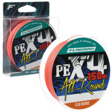 шнур Flagman All-Round PE X-4 150м. 0,08мм. Fluo Orange  X4AO-008