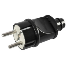 вилка Titanum Standard із заземленням, 16А, IP44, пряма чорна  TF-PL116IP-B