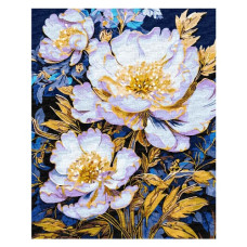 картина за номер. Ідейка 40х50см. "Елегантні квіти" з фарбами металік  КНО3259