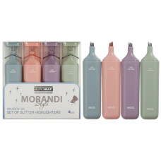 набір текст-маркерів Buromax Morandi Style Glitter 4кол. 2-4,5мм.  ВМ.8909-94  (1/18/216)