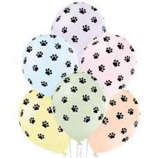 кульки повітряні Польща з мал. "Чорні лапки-сліди" 12"/30см. (ціна за упак. - 50шт.) 3103-1259