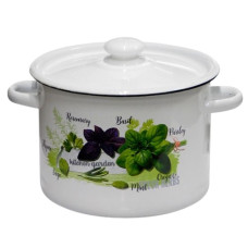 каструля емальована циліндрична 4,5л. Зелень фреш з полими ручками  1615/2