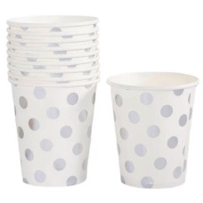 набір стаканів картонних Pelican "Білі зі срібним горошком" 10шт.  871402