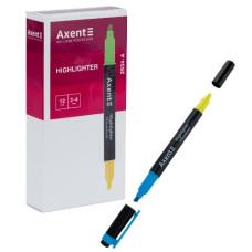 текст-маркер Axent Dual 2534-02А двосторонній клиноподібний блакитний+жовтий 2-4мм.  (12/144/1152)