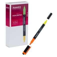 текст-маркер Axent Dual 2534-12А двосторонній клиноподібний помаранчевий+жовтий 2-4мм. (12/144/1152)