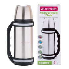 термос Kamille 1,0л. з нержав. сталі з ручкою та ремінцем  2090