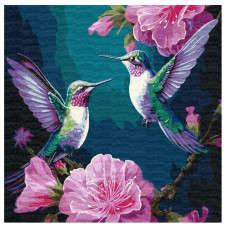 картина за номер. Ідейка 40х40см. "Казкові птахи" з фарбами металік  КНО6582