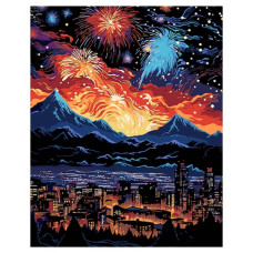 картина за номер. Strateg 40х50см. "Нічне місто з феєрверками"  АН1068