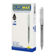 ручка Buromax Jelly гелева автом. 0,5мм., прозорий корпус, чорна  ВМ.8374-02  (12/144/1728)