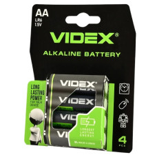 батарейка Videx Alkaline LR 6  1x4 бліст.  (40/720)