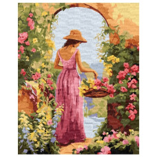 картина за номер. Ідейка 40х50см. "Дівчина з квітами"  КНО8431