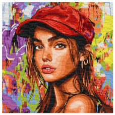 картина за номер. Ідейка 40х40см. "Сучасна Червона шапочка"  КНО8600