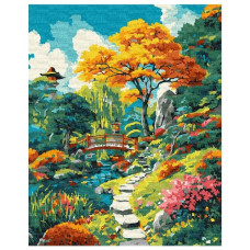 картина за номер. Ідейка 40х50см. "Осінній японський дворик"  КНО6413