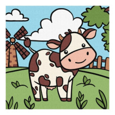 картина за номер. Ідейка 25х25см. дитяча "Весела корівка"  КНО9073